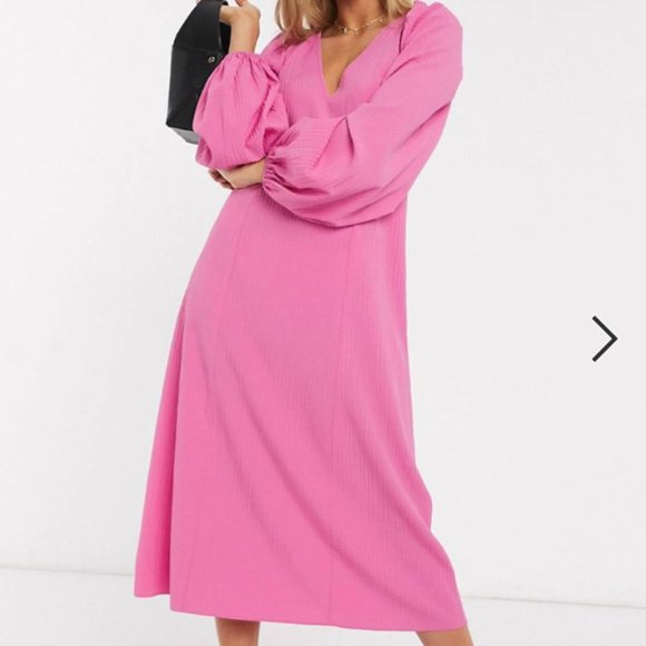 ASOS Pink Midi Dress- Size 6 NWT - Picture 2 of 3